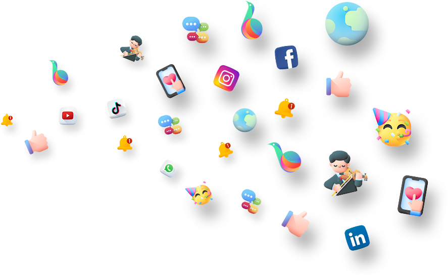 Ícones de redes sociais flutuando